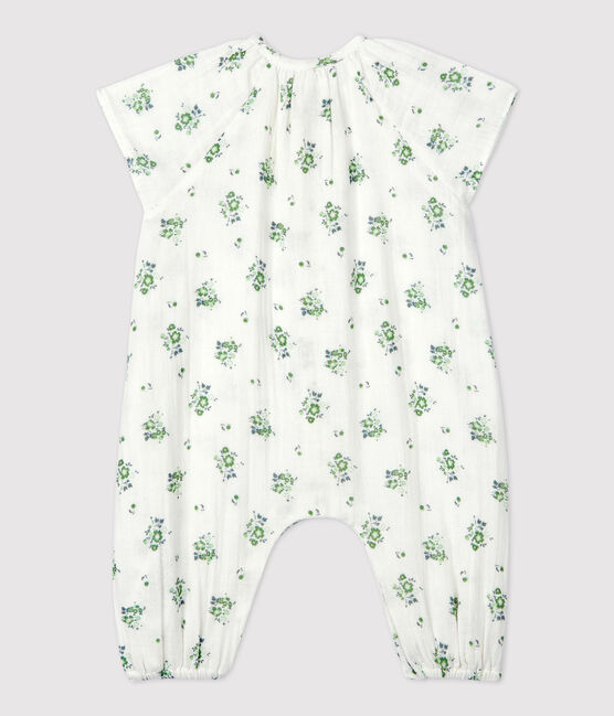 Babies' Organic Cotton Gauze Floral Print Long Playsuit MARSHMALLOW white/MULTICO white