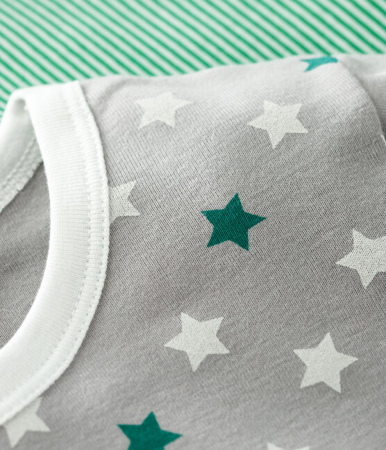 Boys' Green Pinstriped and Starry Cotton Short Pyjamas - 2-Pack variante 1