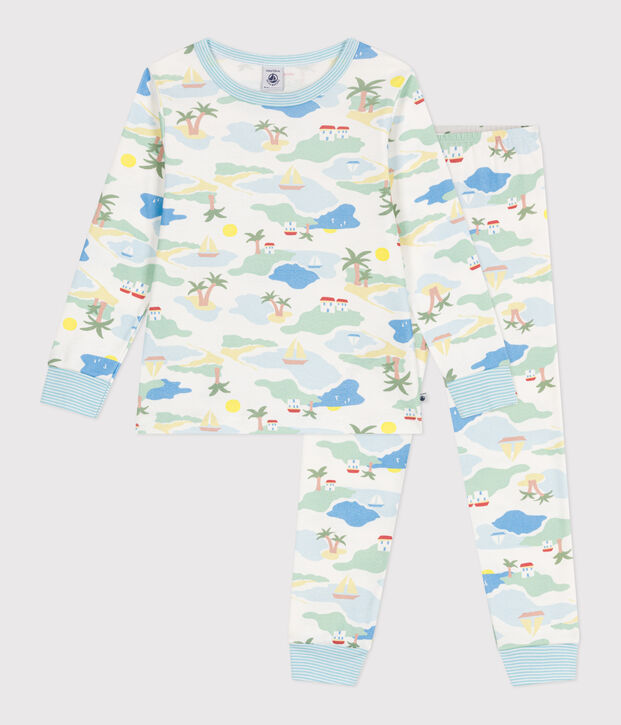Children's printed cotton pyjamas white/multicolor