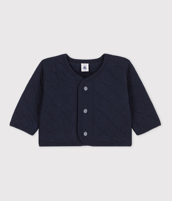 Babies' Quilted Tube Knit Cardigan SMOKING blue