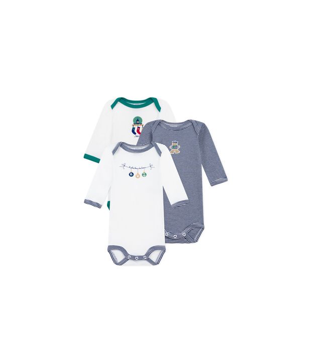 Lot de bodies manches longues en coton imprim&eacute; multicolor