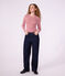 Women's long-sleeved stripy cotton T-shirt red/white