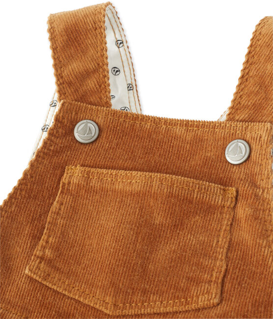 Baby boy's stretch velours overalls CUIVRE brown