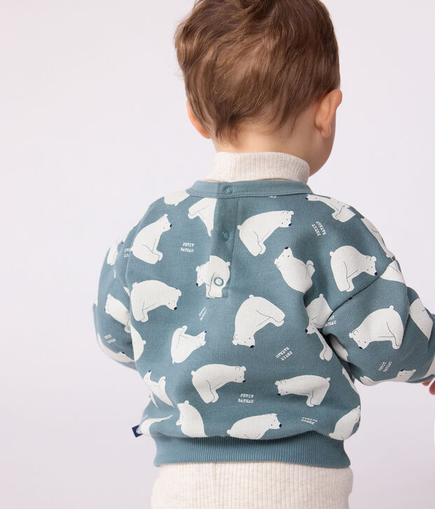 Babies' owl-print cotton sweatshirt grey/multicolor