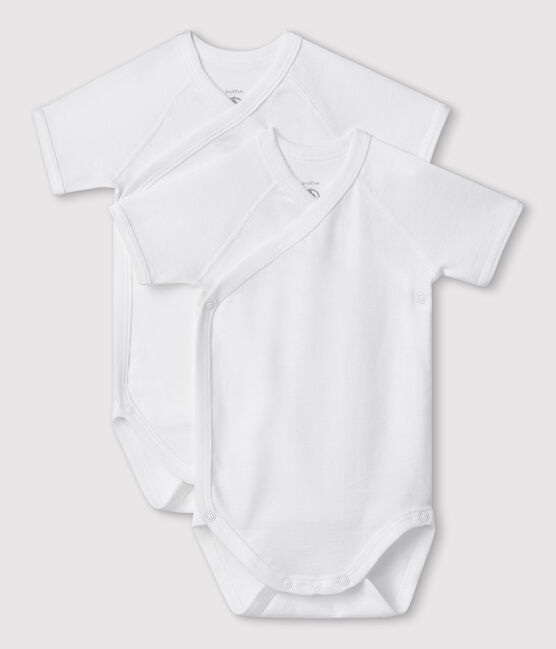 Short-sleeved plain cotton wrapover bodysuits for babies - 2-Pack variante 1