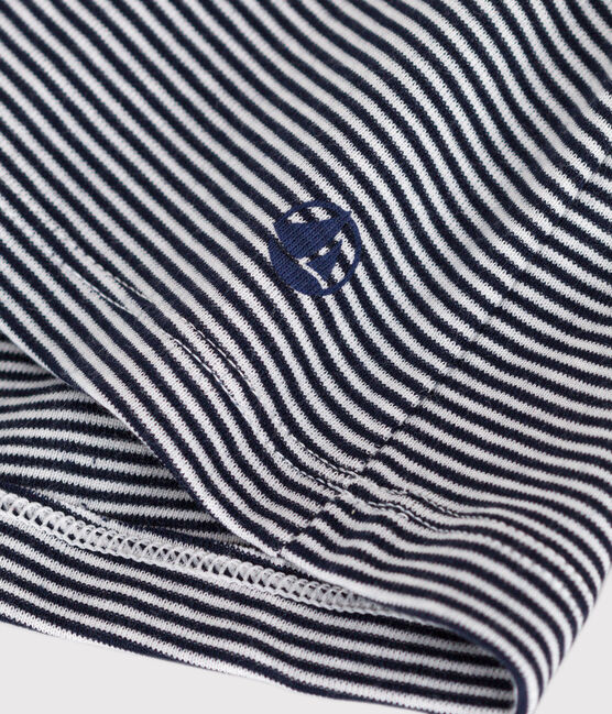 Women's Iconic Striped Cotton V-neck T-Shirt SMOKING blue/MARSHMALLOW white