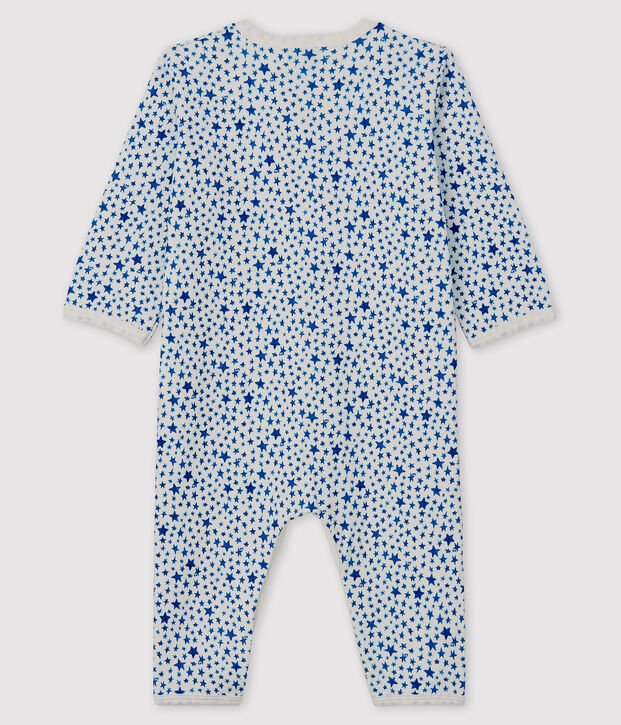 Babies' Blue Starry Tube-Knit Footless Sleepsuit white/blue
