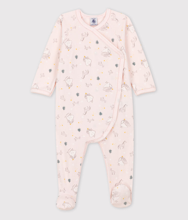Babies' Princess Patterned Organic Cotton Velour Sleepsuit pink/multicolor