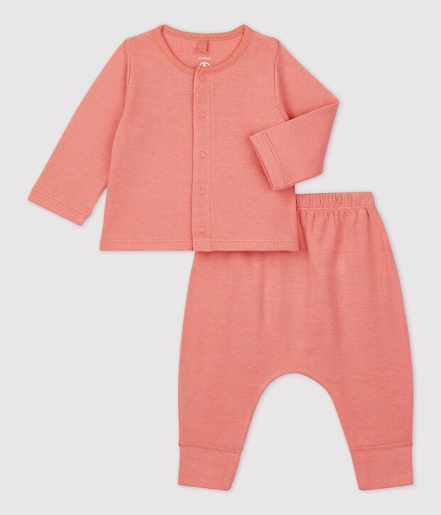 Babies' Organic Plain Tube Knit Clothing - 2-Piece Set pink
