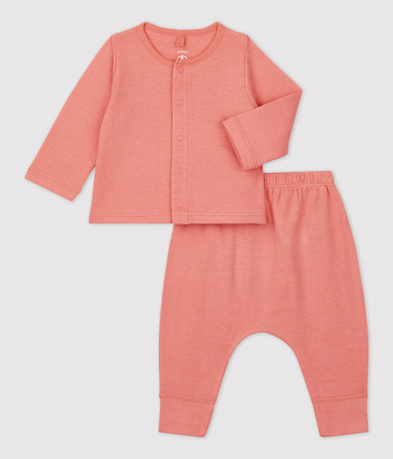 Babies' Organic Plain Tube Knit Clothing - 2-Piece Set PAPAYE pink