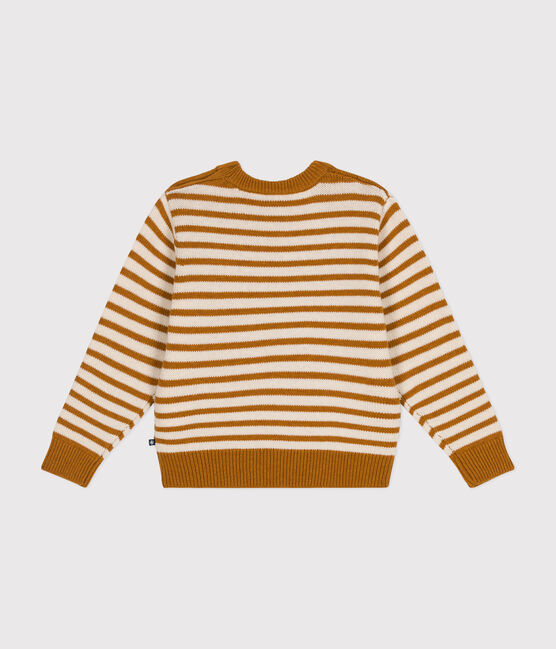 Boys' wool and cotton pullover AVALANCHE white/ECUREUIL