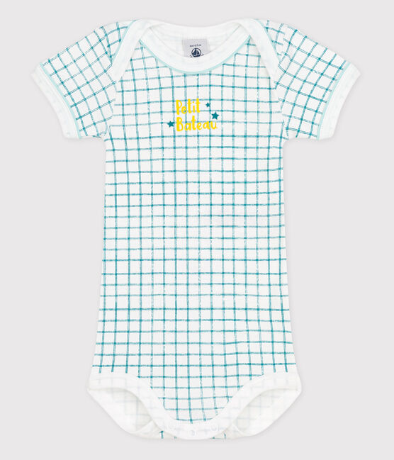 Babies' Short-Sleeved Bodysuit ECUME white/EMPIRE green