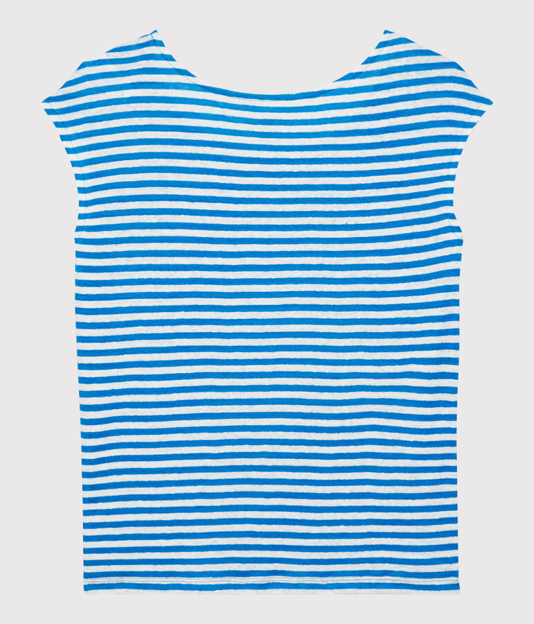 Women's Stripy Linen T-Shirt blue/white