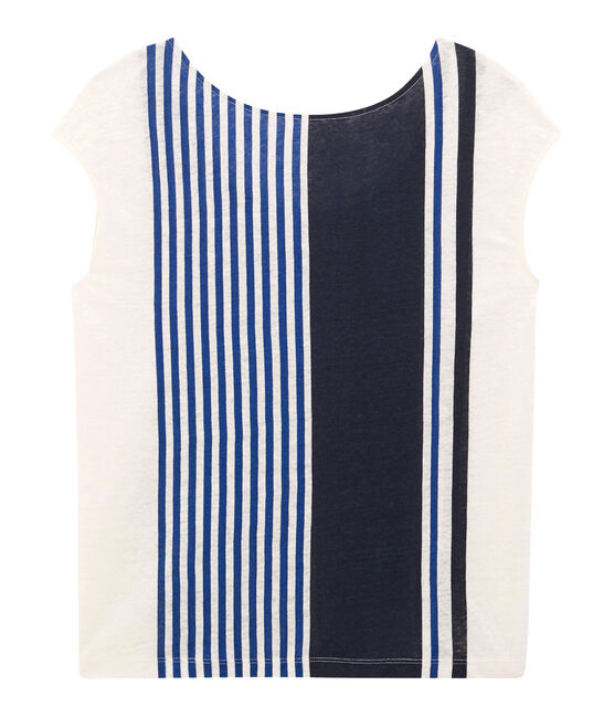 Women's short-sleeved linen t-shirt MARSHMALLOW white/MULTICO CN