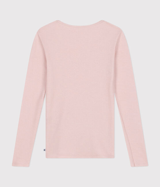 Women's long-sleeved wool and cotton T-shirt SALINE pink