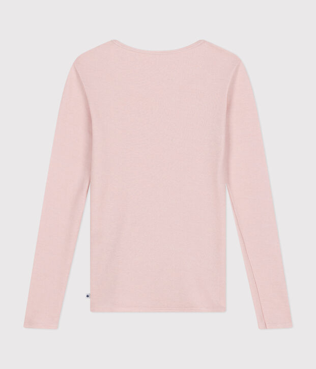 Women's long-sleeved wool and cotton T-shirt pink