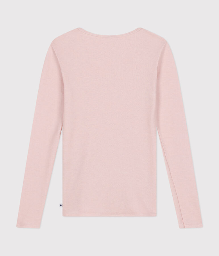 Women's long-sleeved wool and cotton T-shirt pink