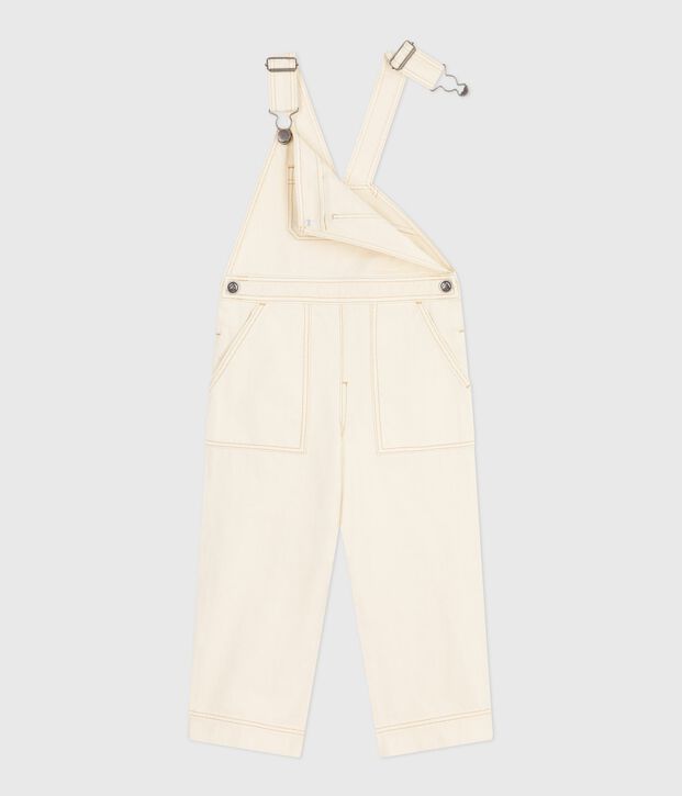 Children's plain denim dungarees Ecru