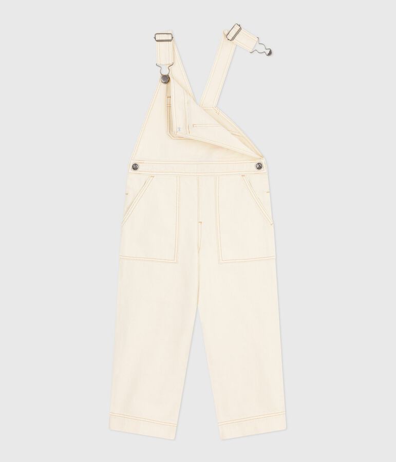Children's plain denim dungarees Ecru