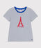 Women's The Straight round-neck cotton T-Shirt MARSHMALLOW white/MEDIEVAL blue