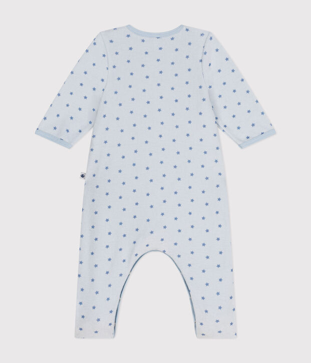 Babies' velour bodyjamas printed with tiny stars blue/blue