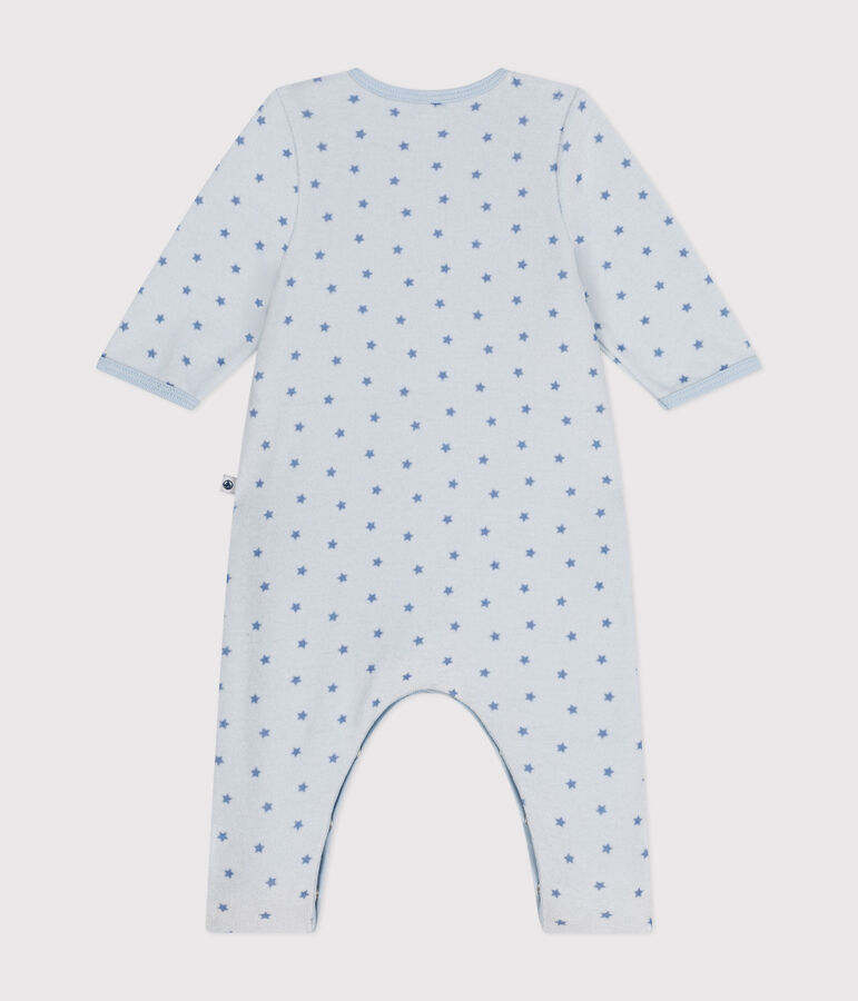 Babies' velour bodyjamas printed with tiny stars blue/blue