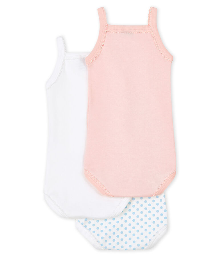 Baby girls' bodysuit with straps - Set of 3 multicolor