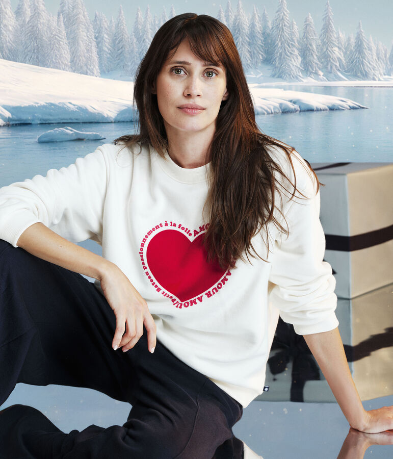 Women's cotton sweatshirt Ecru