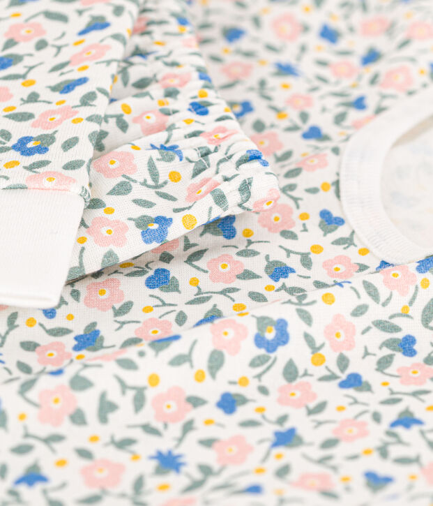 Girls' Snugfit Cotton Pyjamas white/multicolor