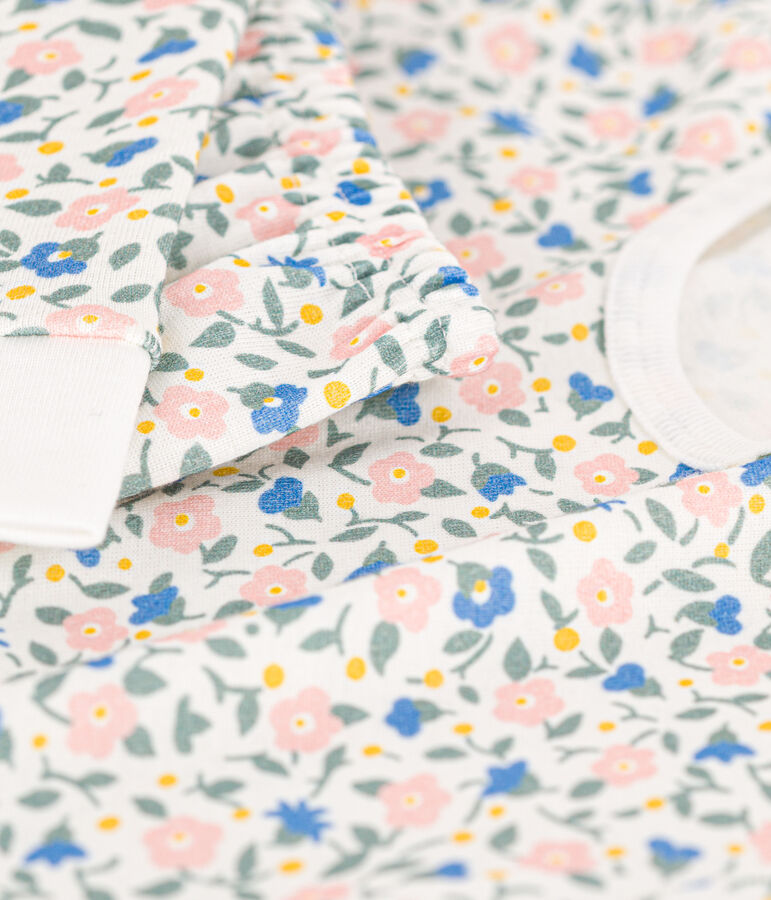 Girls' Snugfit Cotton Pyjamas MARSHMALLOW white/MULTICO white