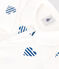 Babies' stripy footless cotton pyjamas with a heart-patterned collar MARSHMALLOW white/MULTICO white