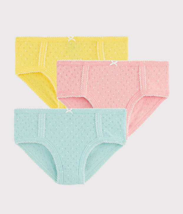 Girls' High-Rise Openwork Knickers - 3-Piece Set multicolor