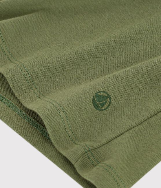 Women's short-sleeved plain cotton T-shirt OLIVINE green