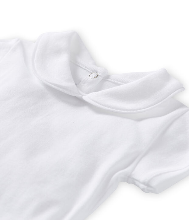Baby girls' bodysuit with collar Lait white