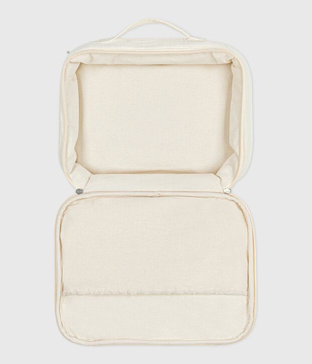 Newborn babies' suitcase in embroidered cotton gauze white