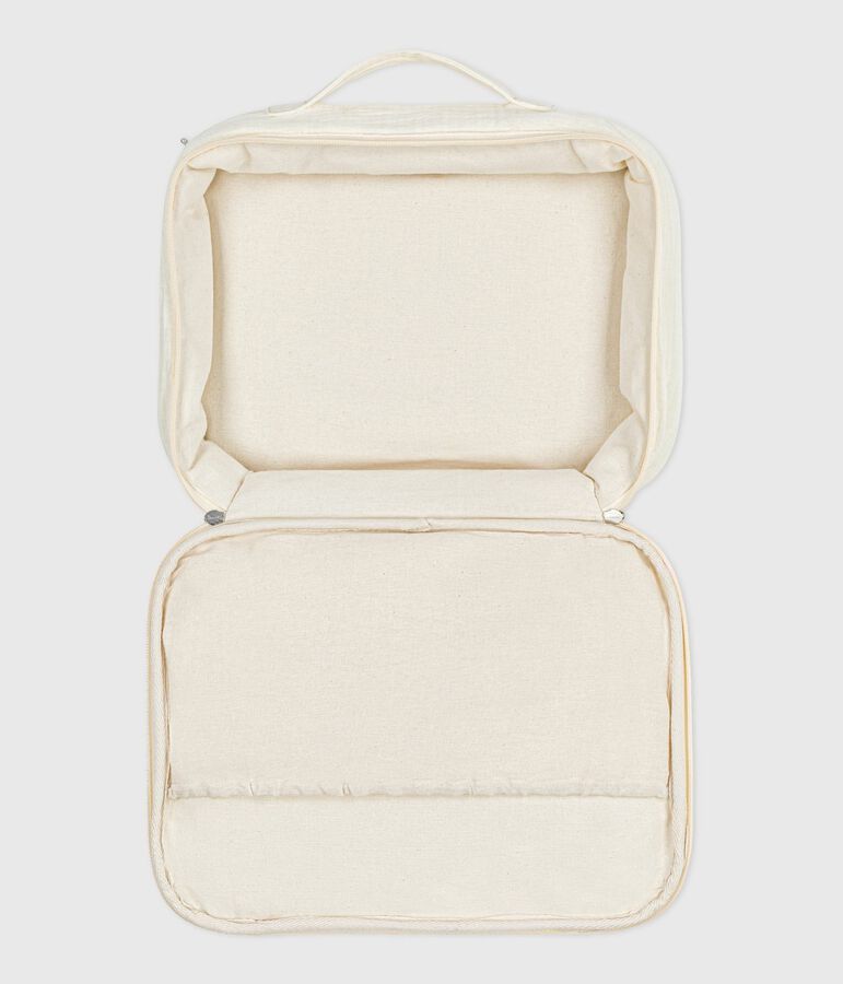 Newborn babies' suitcase in embroidered cotton gauze MARSHMALLOW white