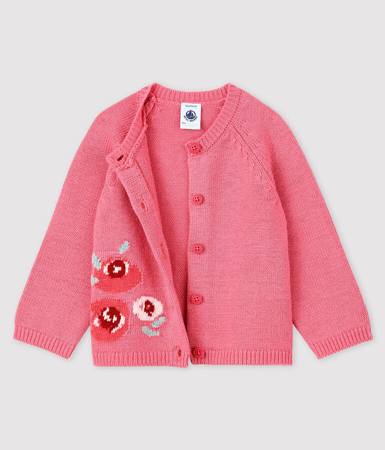 Baby girl's cardigan with print pink