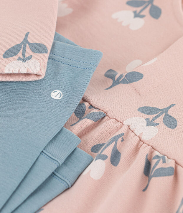 Babies' Printed Fleece Dress With Leggings pink/multicolor