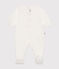 Babies' cotton pyjamas MARSHMALLOW white/MISTIGRI white