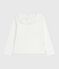 Children's long-sleeved plain cotton T-shirt MARSHMALLOW white