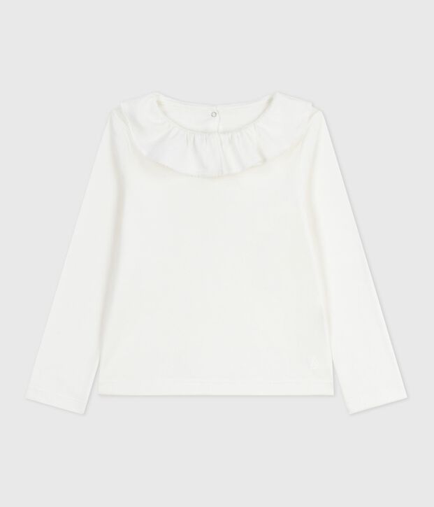 Children's long-sleeved plain cotton T-shirt white