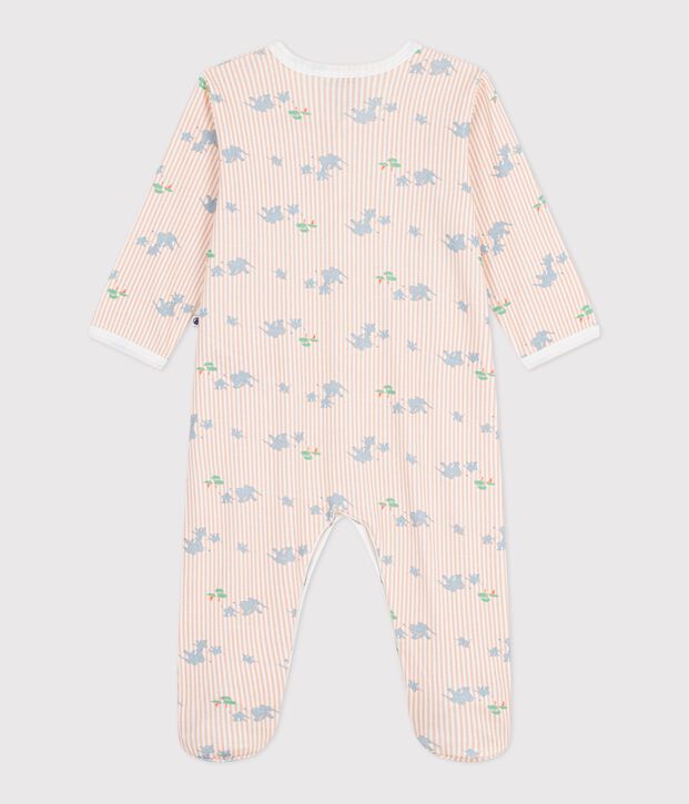 Babies' elephant print cotton pyjama suit white/multicolor
