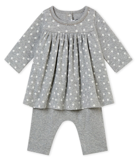 Baby girl's leggings dress SUBWAY grey/MULTICO white