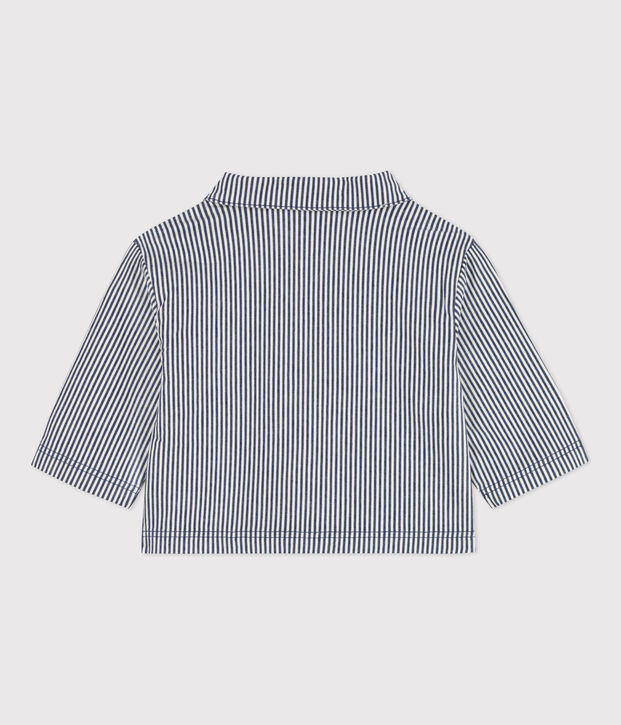 Babies' Stripy Cropped Jacket blue/white