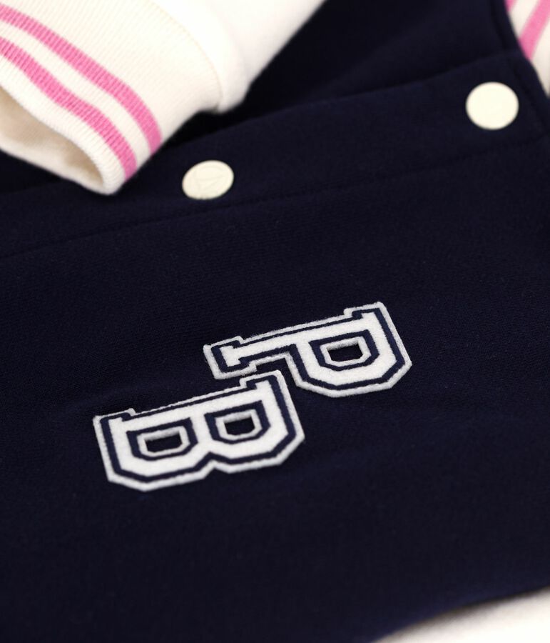 Children's varsity-style jacket in plain cotton blue