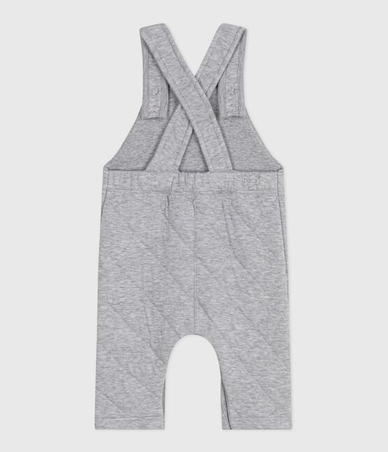Babies' long dungarees in plain thick cotton FUMEE CHINE grey