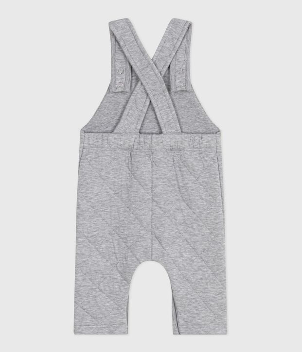 Babies' long-leg dungarees in plain thick cotton FUMEE CHINE