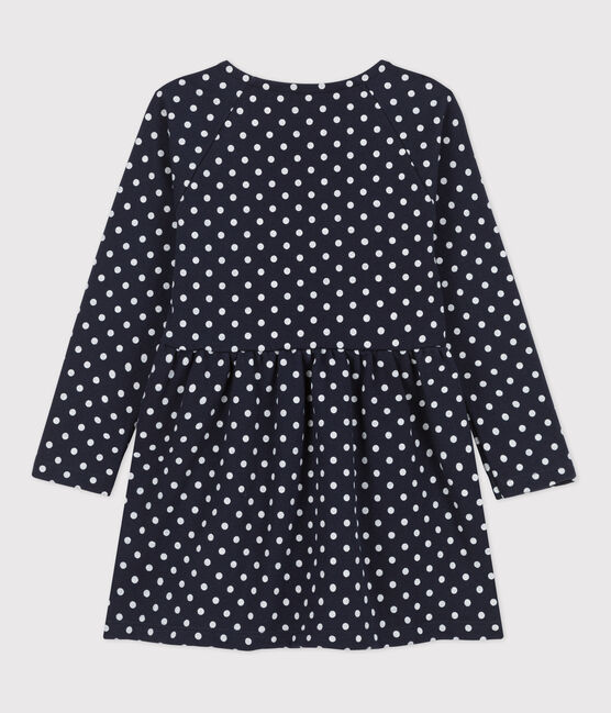 Girls' Long-Sleeved Spotted Fleece Dress SMOKING blue/AVALANCHE