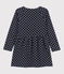 Girls' Long-Sleeved Spotted Fleece Dress SMOKING blue/AVALANCHE