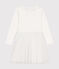 Girls' dress in rib-knit and tulle MARSHMALLOW white